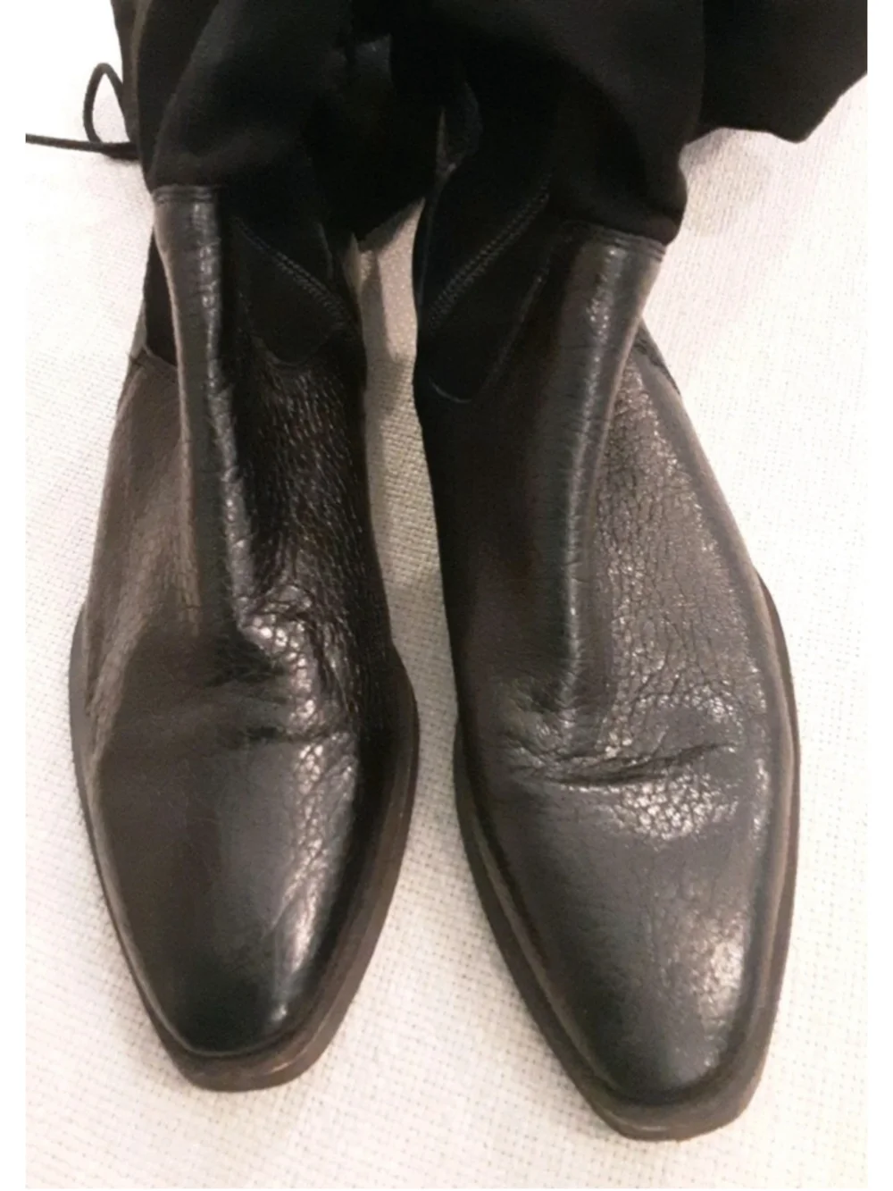 FREE PEOPLE-BICOASTAL Over Knee Boots-Black- Low Heel-Zip & Tie Sz 36/6